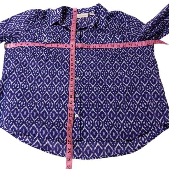 CHICO'S 3 Lightweight Shirt‎ Blouse Top 16 XL Casual Office Pockets Purple White - Picture 5 of 10